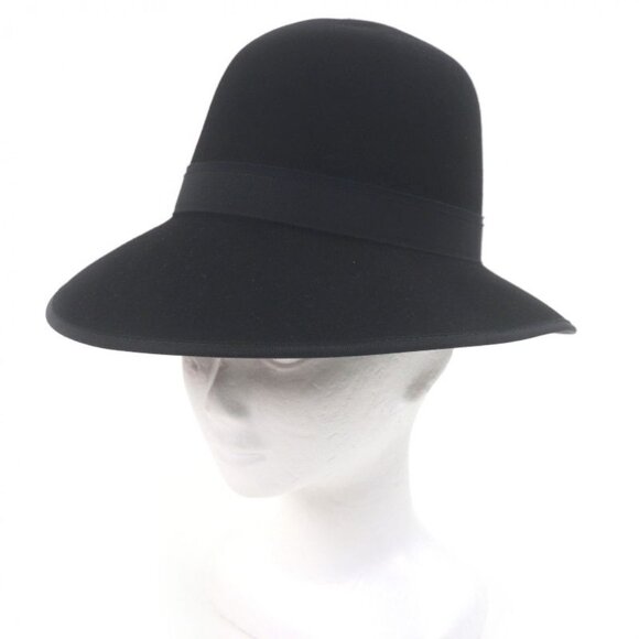 Hermes Rabbit Fur Embroidered Bora Hat Felt Hat Black 58 Boxes Purchase Note